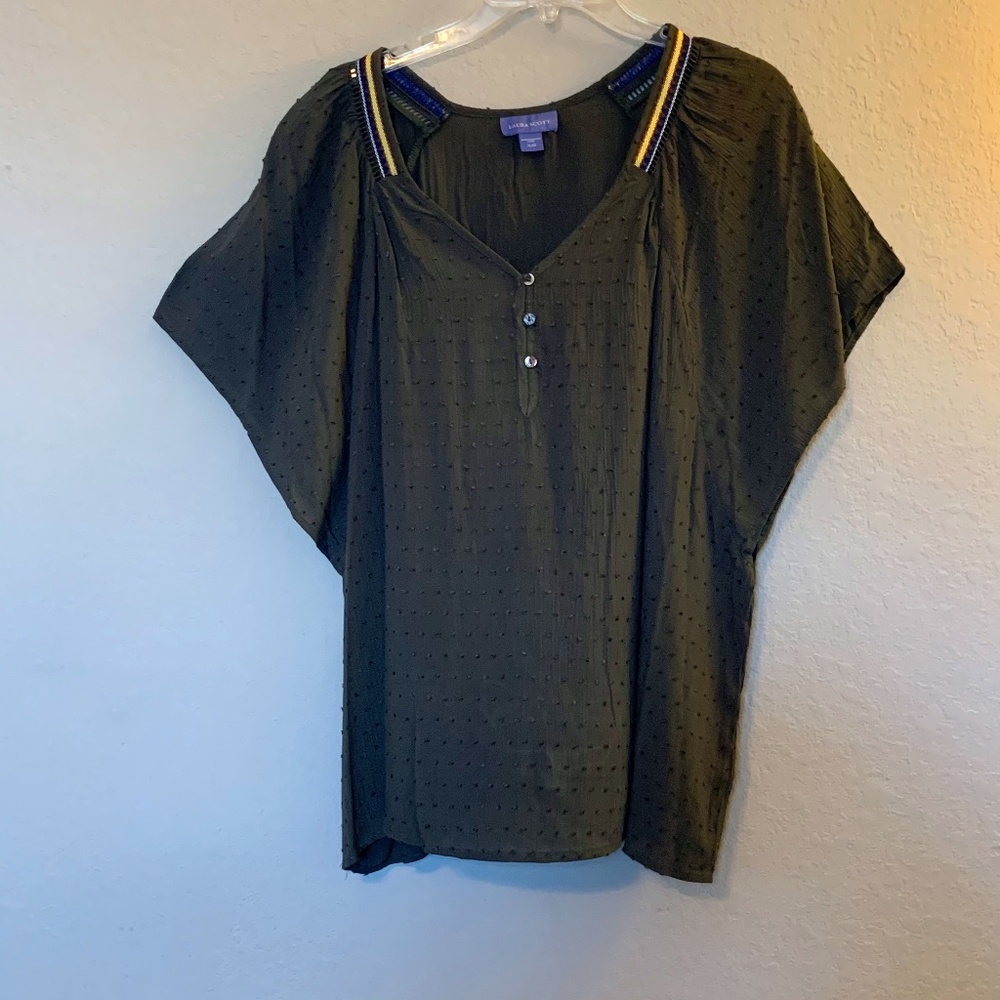 XL Olive Laura Scott Blouse NWOT